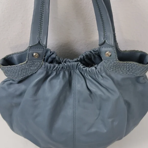 💥FINAL PRICE💥 Allison Scott Blue-Gray Pleated Leather Shoulder Bag - Picture 8 of 16